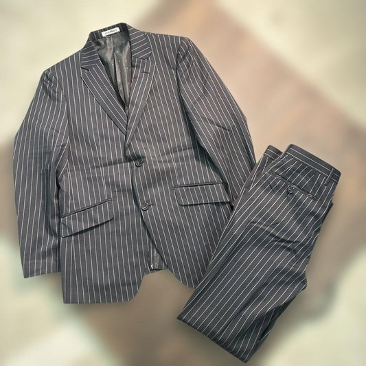 7LA1 Setup Suit Top and Bottom Set Striped Pattern Navy Old Clothes