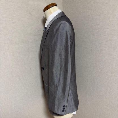 Good condition shiny silver double breasted setup top and bottom suit L vintage