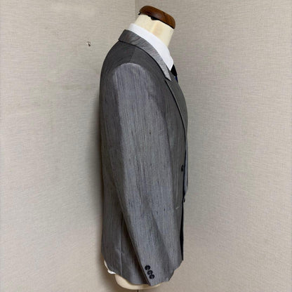 Good condition shiny silver double breasted setup top and bottom suit L vintage