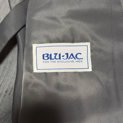 Good condition shiny silver double breasted setup top and bottom suit L vintage