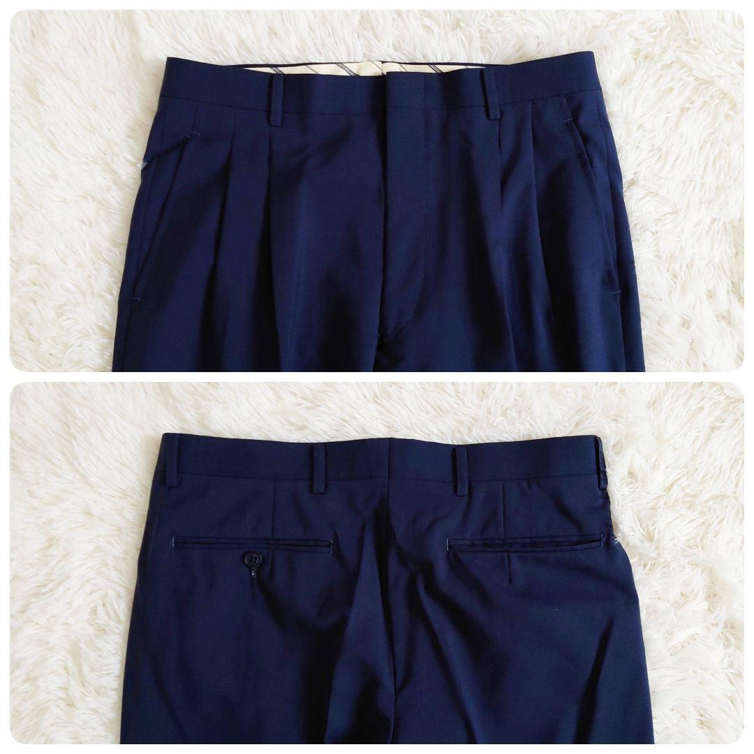 Vintage suit set up double unlined spring/summer navy M made in Japan