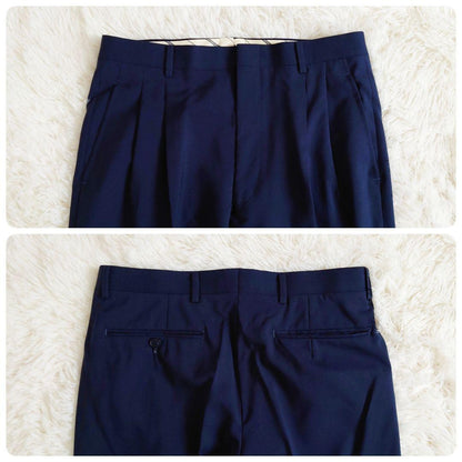Vintage suit set up double unlined spring/summer navy M made in Japan