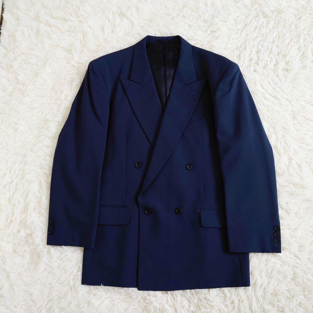 Vintage suit set up double unlined spring/summer navy M made in Japan