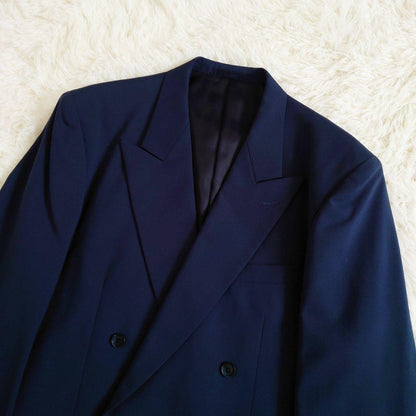 Vintage suit set up double unlined spring/summer navy M made in Japan