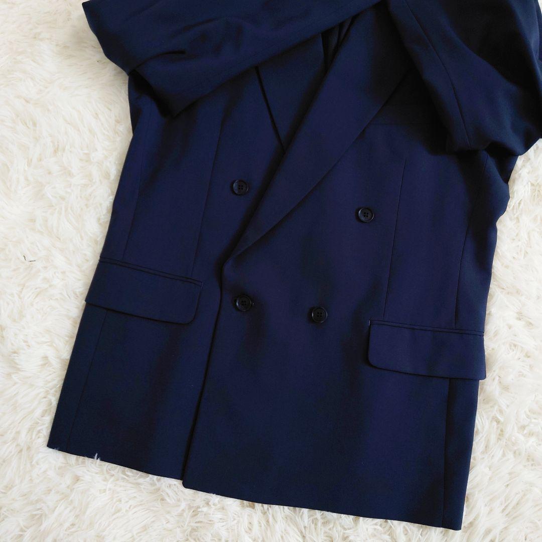 Vintage suit set up double unlined spring/summer navy M made in Japan
