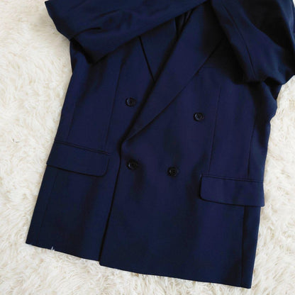 Vintage suit set up double unlined spring/summer navy M made in Japan