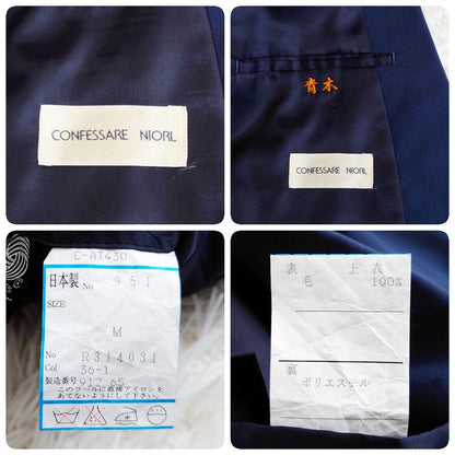 Vintage suit set up double unlined spring/summer navy M made in Japan