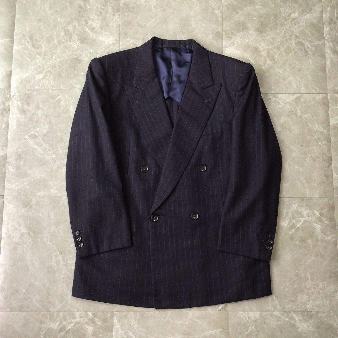 90s vintage double suit setup navy luxury wedding