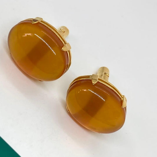 110305 Antique Tortoiseshell White Shell Gold Cufflinks