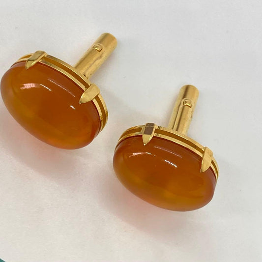 110305 Antique Tortoiseshell White Shell Gold Cufflinks