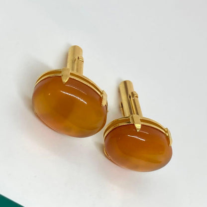 110305 Antique Tortoiseshell White Shell Gold Cufflinks