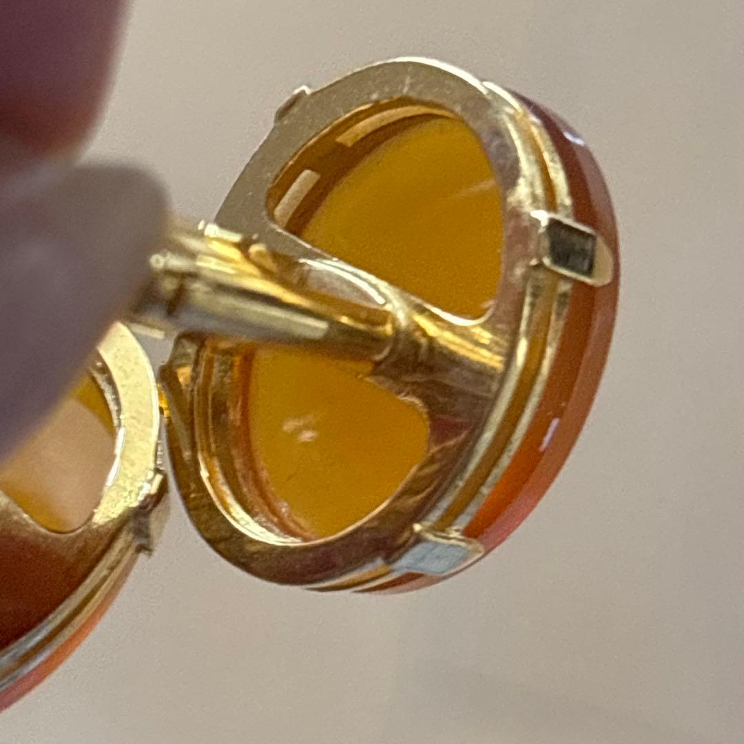 110305 Antique Tortoiseshell White Shell Gold Cufflinks