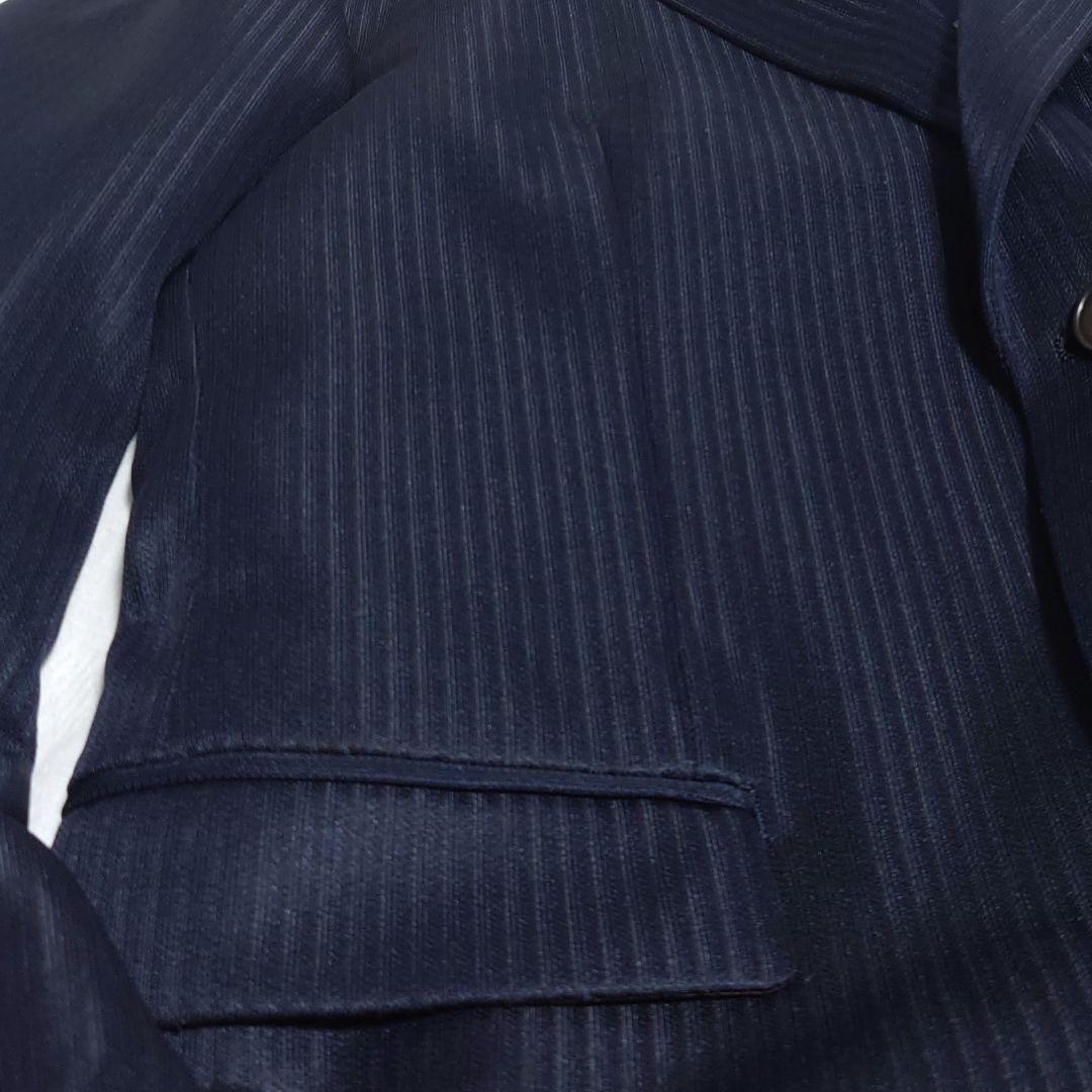 Monsieur Nicole Setup Suit Glossy Striped Dark Blue