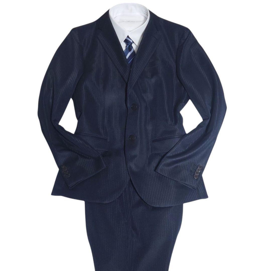Monsieur Nicole Setup Suit Glossy Striped Dark Blue