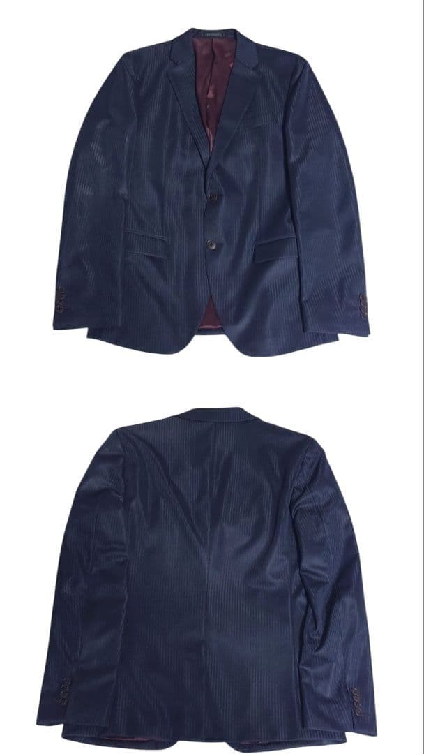 Monsieur Nicole Setup Suit Glossy Striped Dark Blue