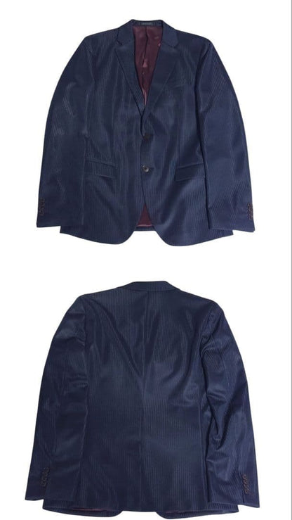 Monsieur Nicole Setup Suit Glossy Striped Dark Blue