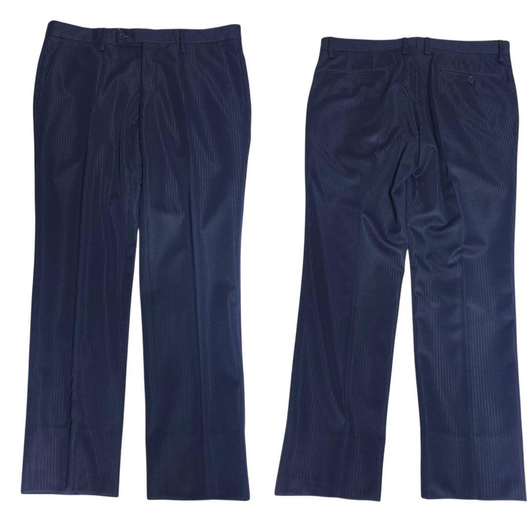 Monsieur Nicole Setup Suit Glossy Striped Dark Blue