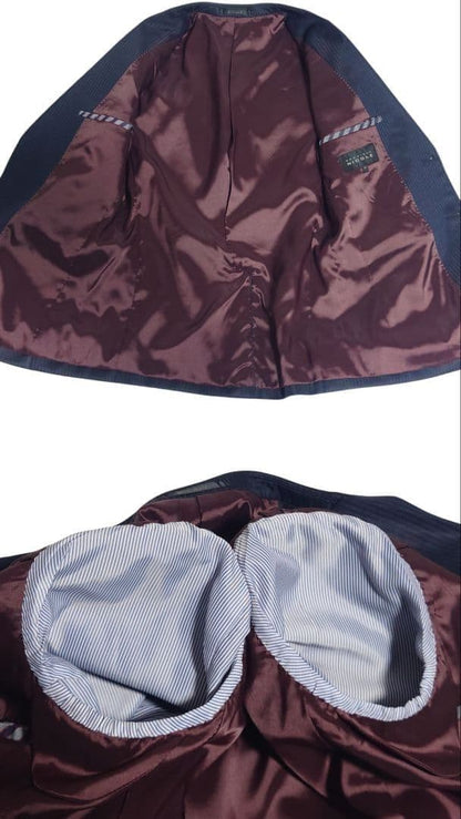 Monsieur Nicole Setup Suit Glossy Striped Dark Blue