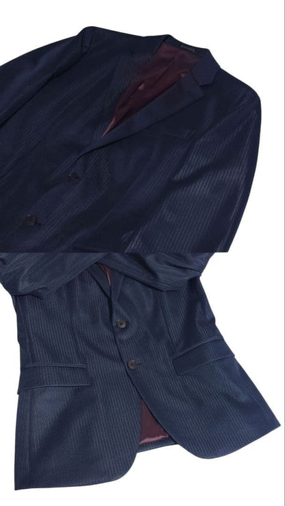 Monsieur Nicole Setup Suit Glossy Striped Dark Blue