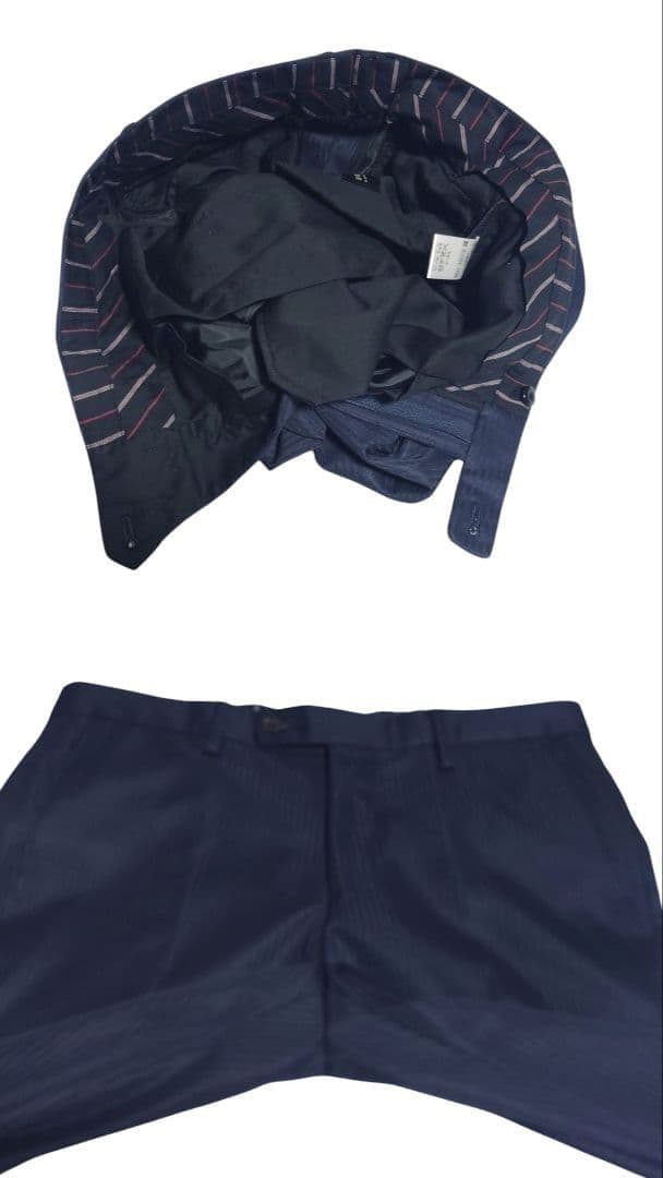 Monsieur Nicole Setup Suit Glossy Striped Dark Blue
