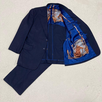 Rare Showa vintage suit, navy, lining horse pattern, animal pattern, equivalent to BB6-E6
