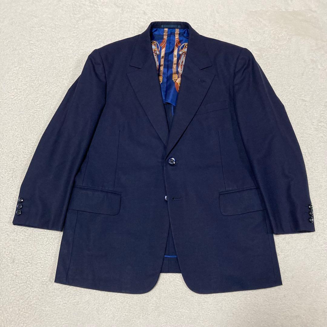 Rare Showa vintage suit, navy, lining horse pattern, animal pattern, equivalent to BB6-E6