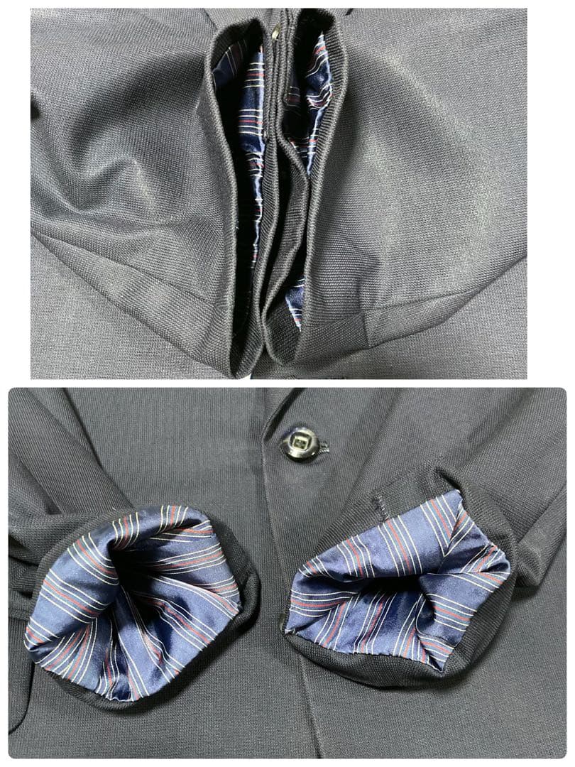Rare Showa vintage suit, navy, lining horse pattern, animal pattern, equivalent to BB6-E6