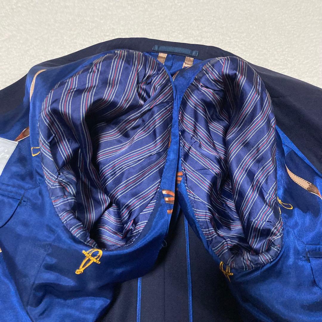 Rare Showa vintage suit, navy, lining horse pattern, animal pattern, equivalent to BB6-E6