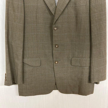 PERIPHERIQUE Men's L Equivalent Brown Setup Suit Check