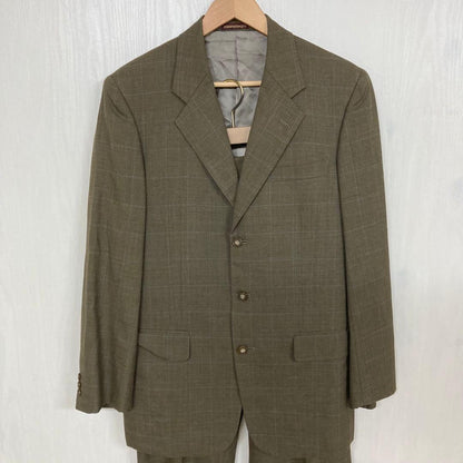 PERIPHERIQUE Men's L Equivalent Brown Setup Suit Check