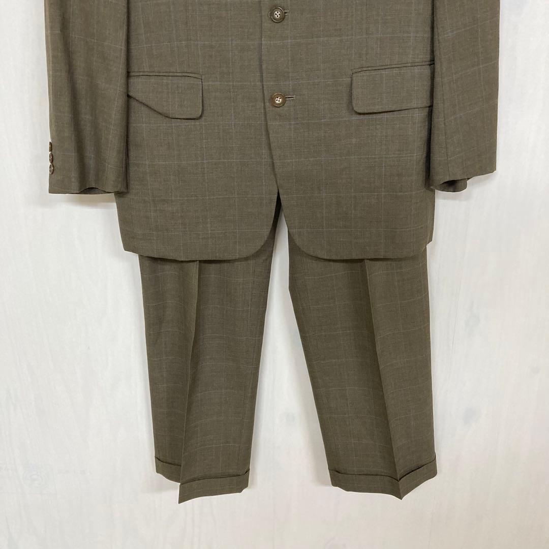 PERIPHERIQUE Men's L Equivalent Brown Setup Suit Check