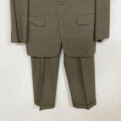 PERIPHERIQUE Men's L Equivalent Brown Setup Suit Check