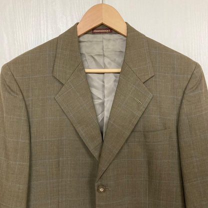 PERIPHERIQUE Men's L Equivalent Brown Setup Suit Check