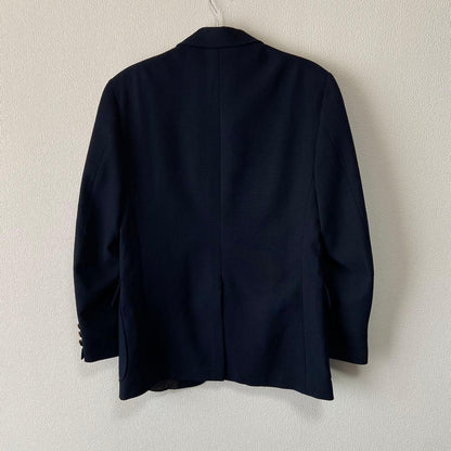 Vintage USA made wool blend tailored jacket navy blue blazer gold buttons