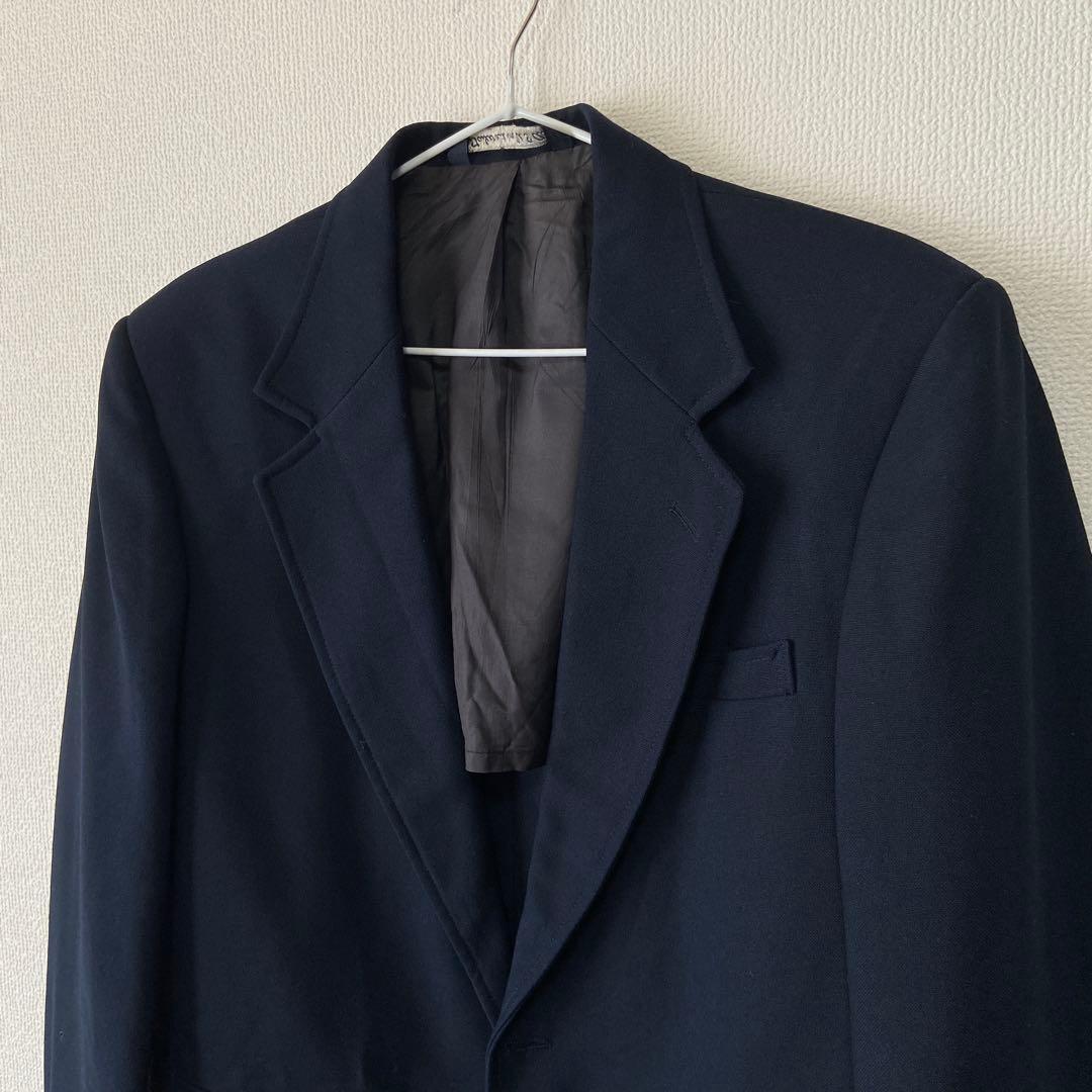 Vintage USA made wool blend tailored jacket navy blue blazer gold buttons