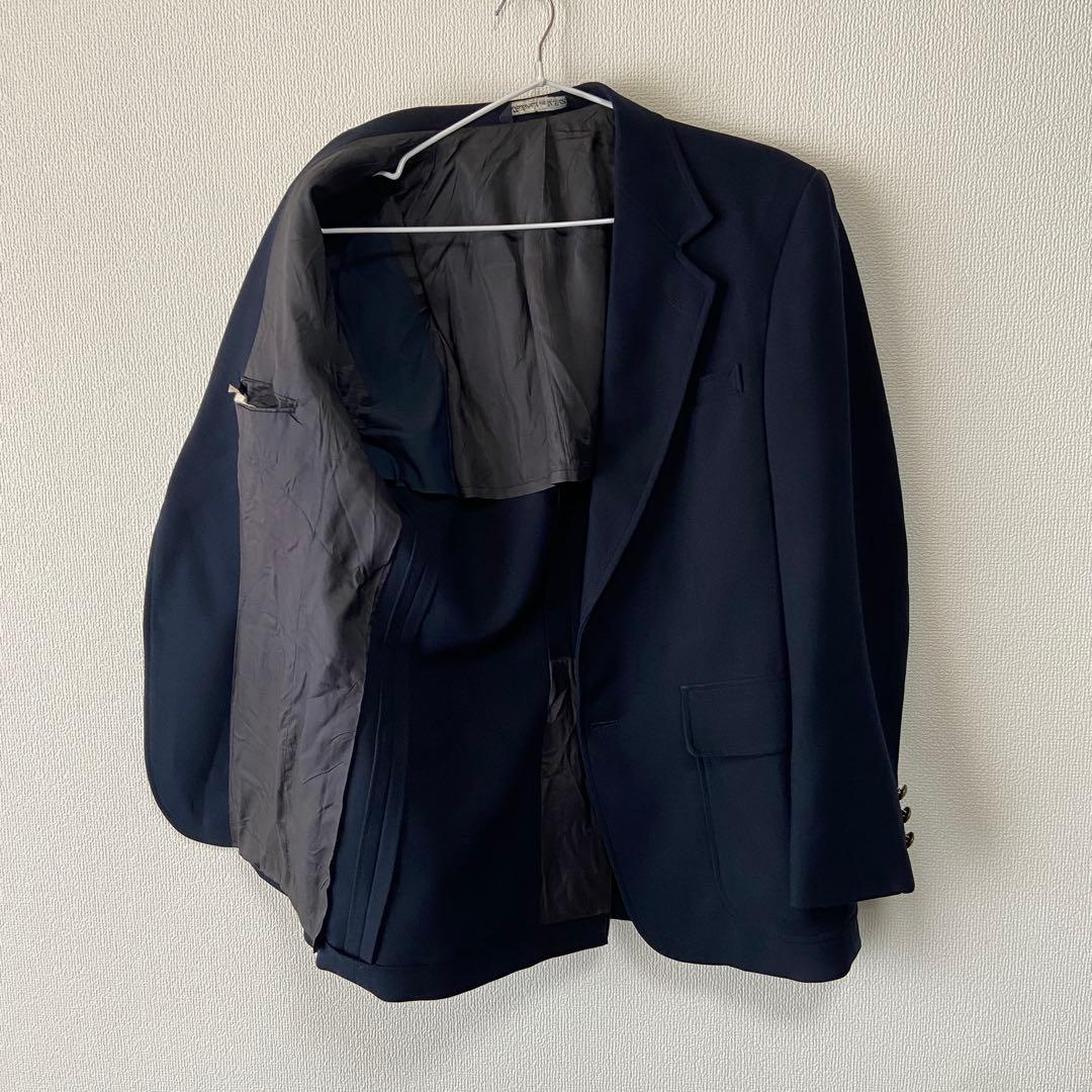 Vintage USA made wool blend tailored jacket navy blue blazer gold buttons