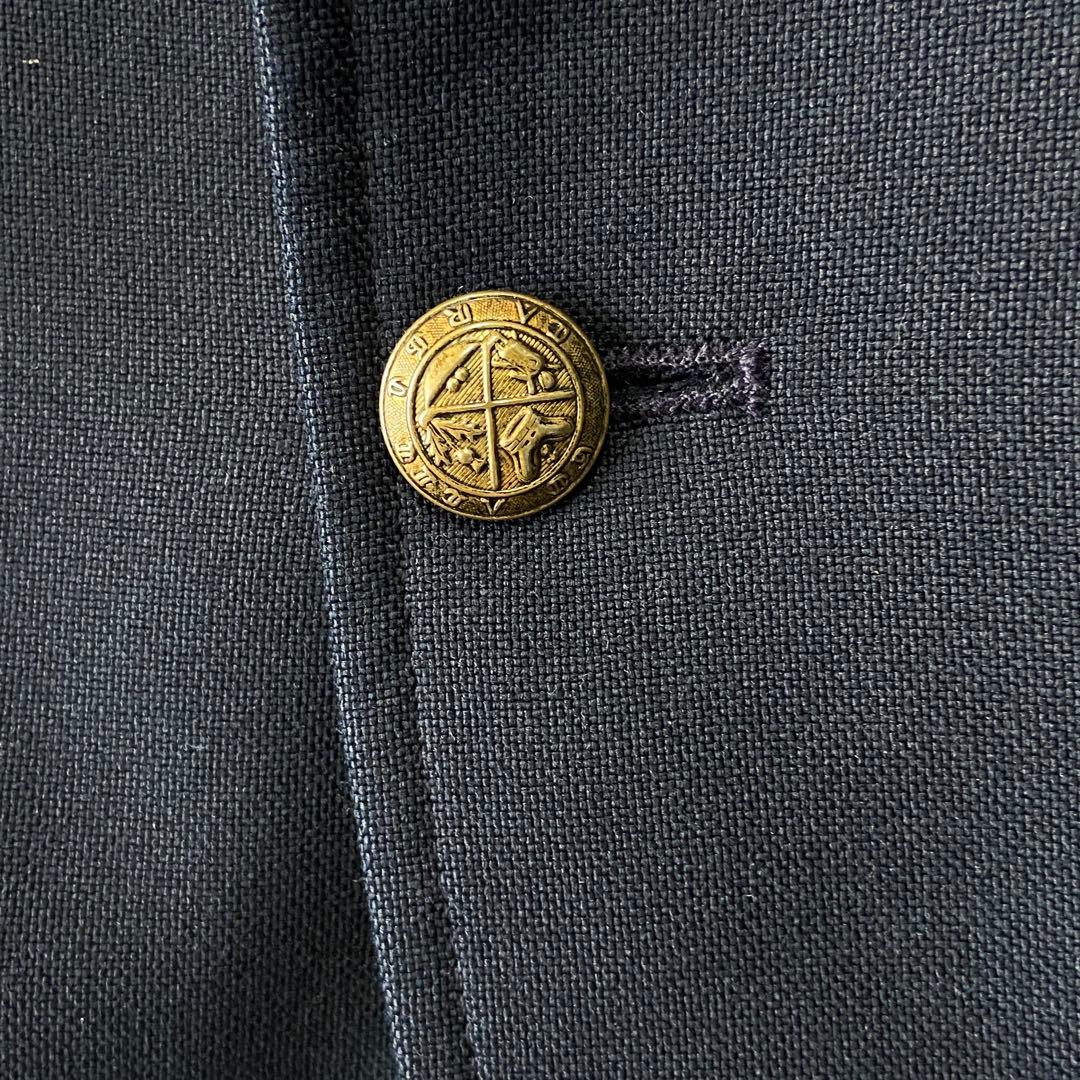 Vintage USA made wool blend tailored jacket navy blue blazer gold buttons