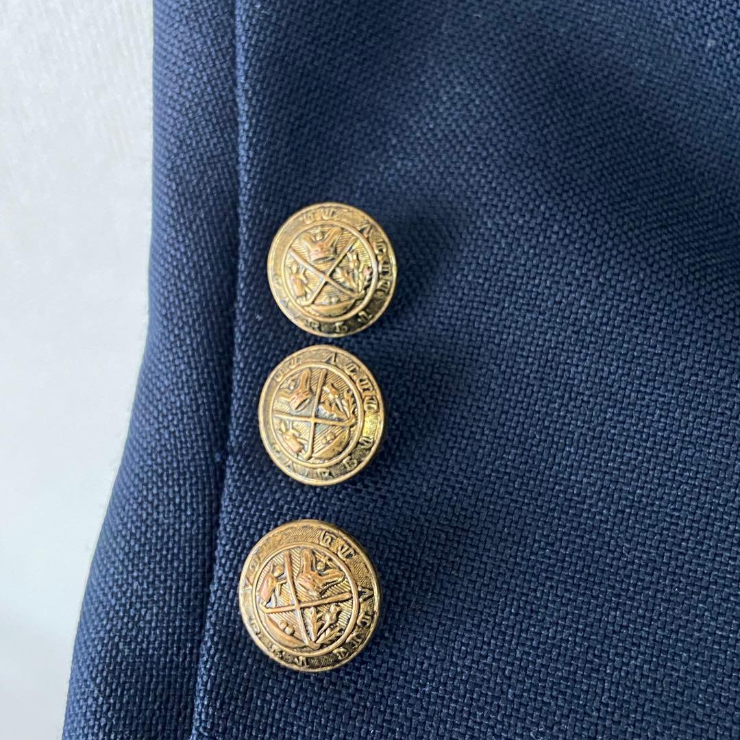 Vintage USA made wool blend tailored jacket navy blue blazer gold buttons