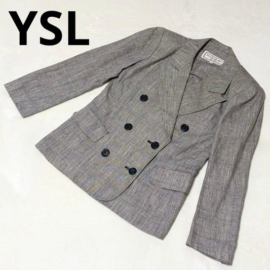 Good Condition Yves Saint Laurent Tailored Jacket 7 Double 100% Linen