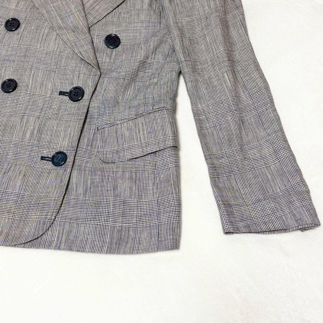 ★Good Condition★Yves Saint Laurent Tailored Jacket 7 Double 100% Linen
