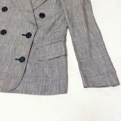★Good Condition★Yves Saint Laurent Tailored Jacket 7 Double 100% Linen