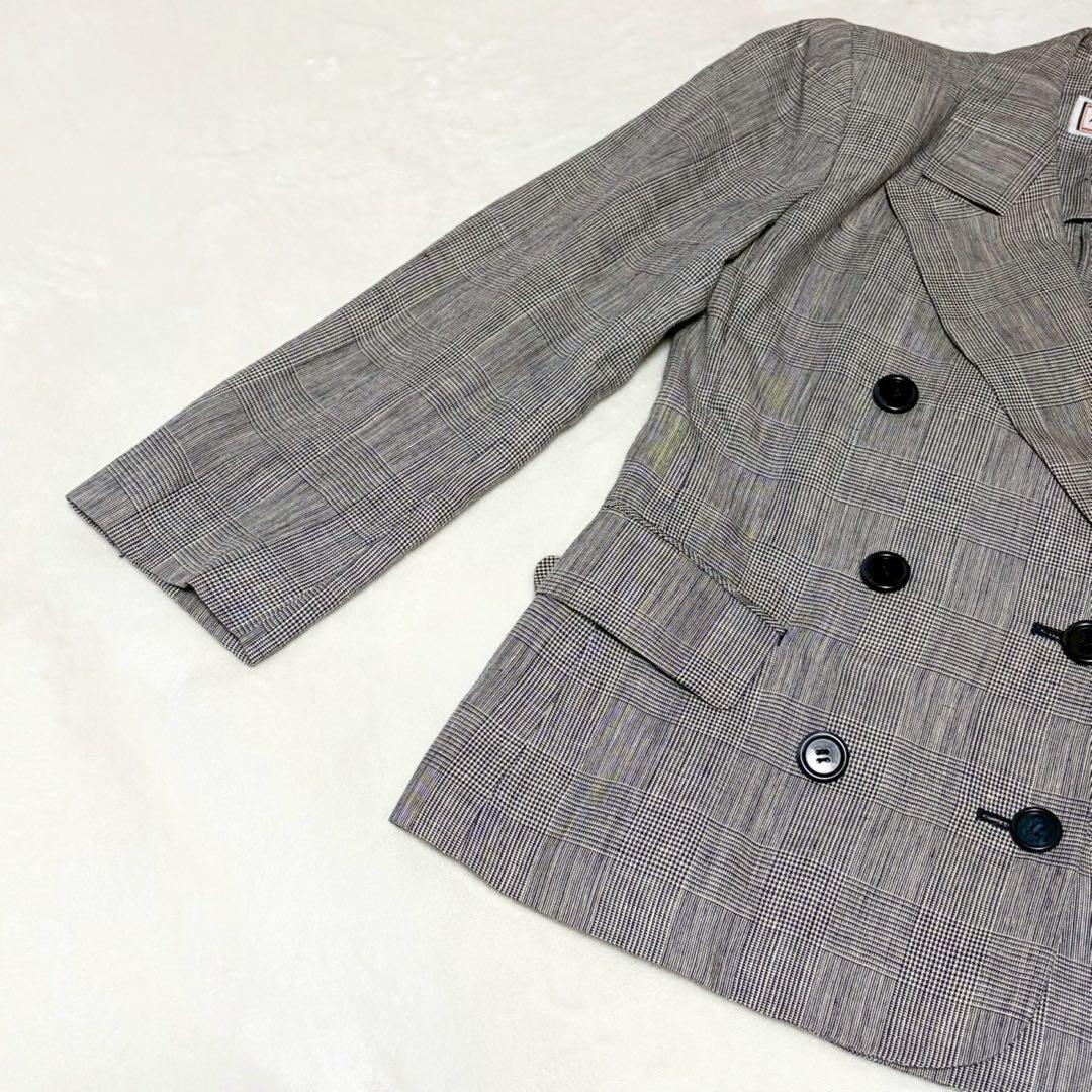 ★Good Condition★Yves Saint Laurent Tailored Jacket 7 Double 100% Linen