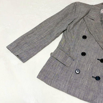 ★Good Condition★Yves Saint Laurent Tailored Jacket 7 Double 100% Linen