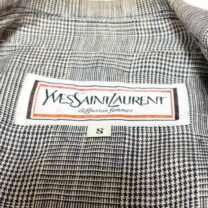 ★Good Condition★Yves Saint Laurent Tailored Jacket 7 Double 100% Linen