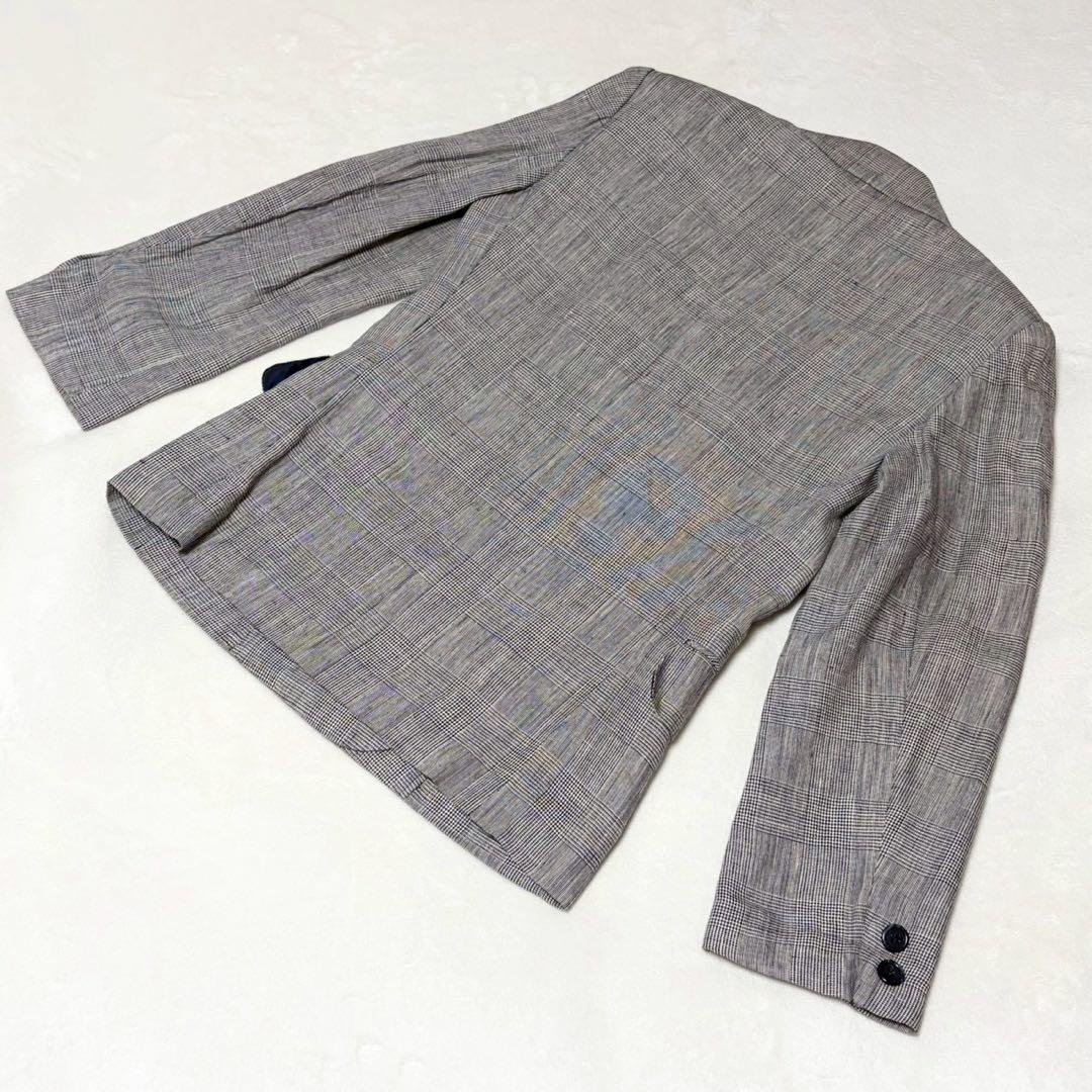 ★Good Condition★Yves Saint Laurent Tailored Jacket 7 Double 100% Linen