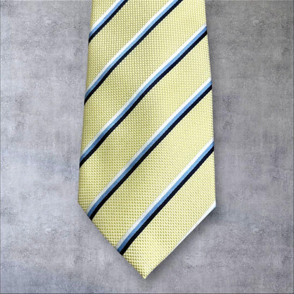 Very good condition★ Feng Shui good luck necktie Improves money luck, business negotiations, and work luck Yellow x stripe