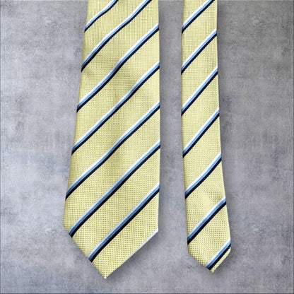 Very good condition★ Feng Shui good luck necktie Improves money luck, business negotiations, and work luck Yellow x stripe