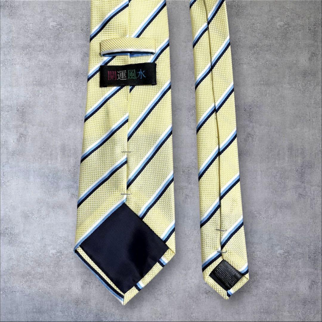 Very good condition★ Feng Shui good luck necktie Improves money luck, business negotiations, and work luck Yellow x stripe