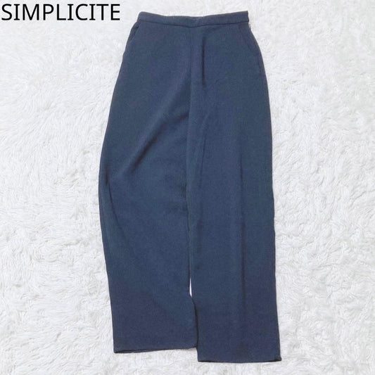 Simplicity wide pants straight front tuck on/off navy