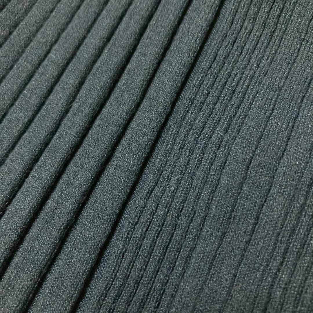 KBF Knit Wide Rib Flare Sleeve Casual Simple Blue
